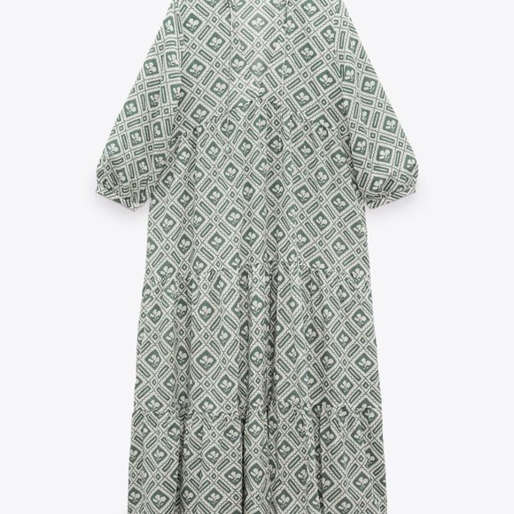 Zara Dresses Nwt Zara Long Print Dress Green Ref 283245 M S Xs